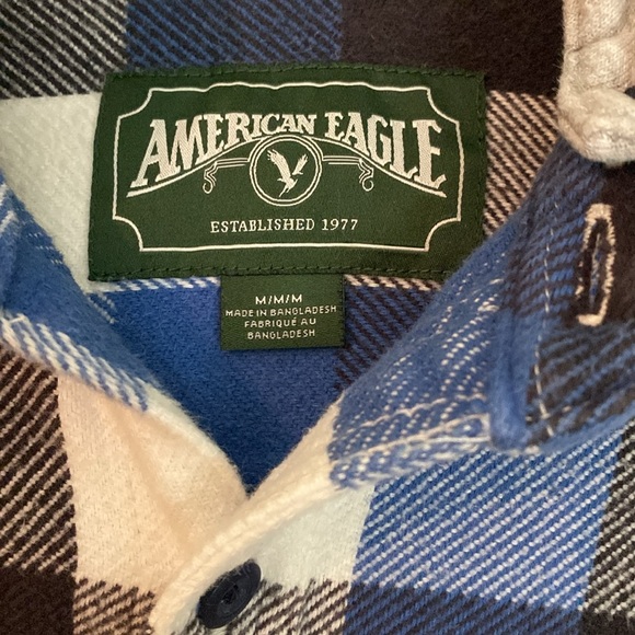 American Eagle flannel shirt with removable hood, men’s size medium - Picture 3 of 7